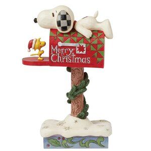 Enesco Jim Shore Peanuts Snoopy & Woodstock Mailbox